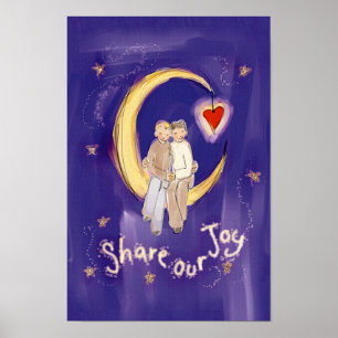 Poster Compartilhe de nossos noivos da alegria na lua