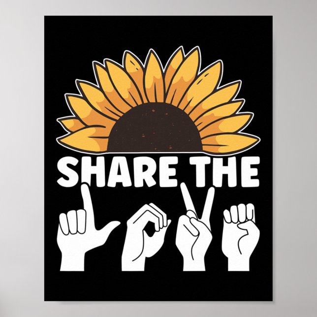 Poster Compartilhe o Amor Conscientização da Língua Ameri (Frente)