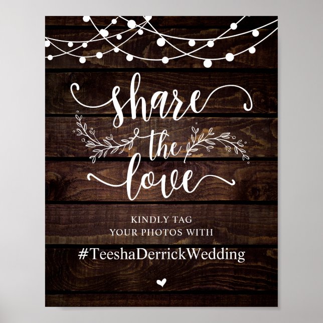 Poster Compartilhe O Amor, Hashtag de Casamento (Frente)