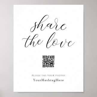 Poster Compartilhe o Amor | Placa de Hashtag de Casamento