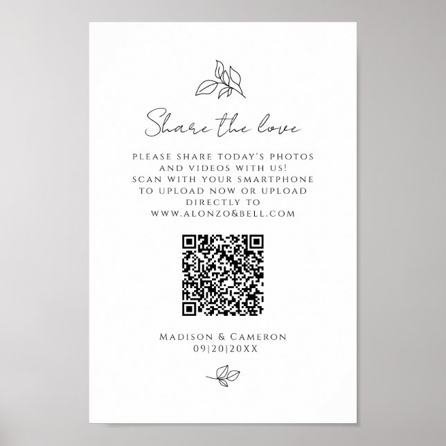 Poster Compartilhe o Código QR do Amor Festa de Casamento (Frente)