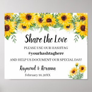 Poster Compartilhe o sinal de Sunflower para casamento da