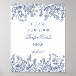 Poster Compartilhe uma Receita Floral Vintage Blue Chinoi