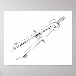 Poster Compass de desenho ilustrado