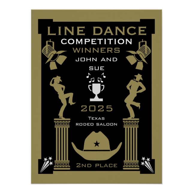 Pôster Competição de dança de linha americana (Frente)