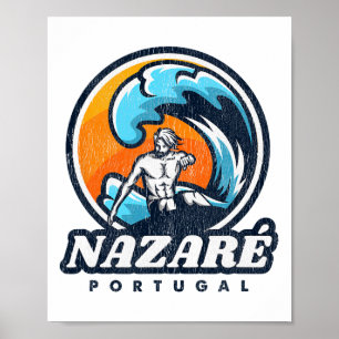 Poster Competição de Surf Vintage Nazare Portugal S