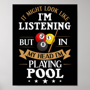 Poster Competição Desportiva Jogadora de Piscina Billiard