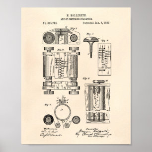 Pôster Compilando Estatísticas 1889 Patent Art Old Peper