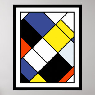 Pôster Composição A de Piet Mondrian - Arte Moderna Abstr
