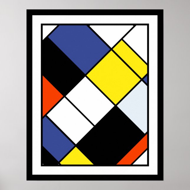 Pôster Composição A de Piet Mondrian - Arte Moderna Abstr (Frente)