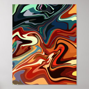 Poster Composição Abstrata com Contrastes Quentes e Frios