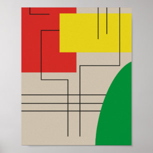 Poster Composição Abstrata Geométrica com Cores Intensas