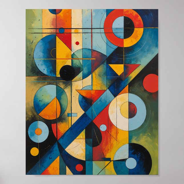 Poster Composição Abstrata Geométrica Dinâmica (Frente)