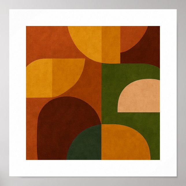 Poster Composição Abstrata Modernista de Meados do Século (Frente)