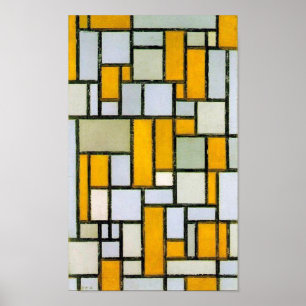 Poster Composição Amarelo e Cinza, Mondrian