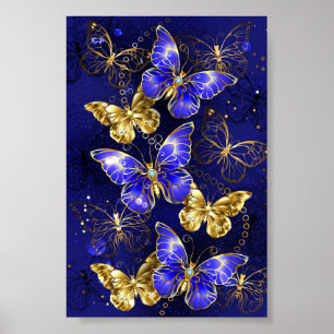 Poster Composição com Borboletas Safira