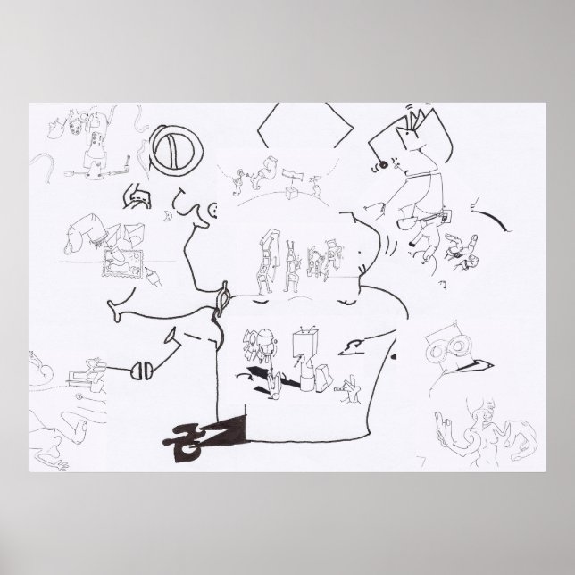 Poster Composição com Coloração de Desenhos Surreais P 3 (Frente)