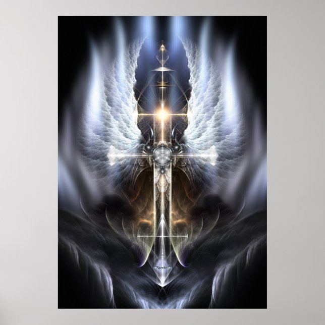Poster Composição de Arte Fractal através da cruz de Anjo (Frente)