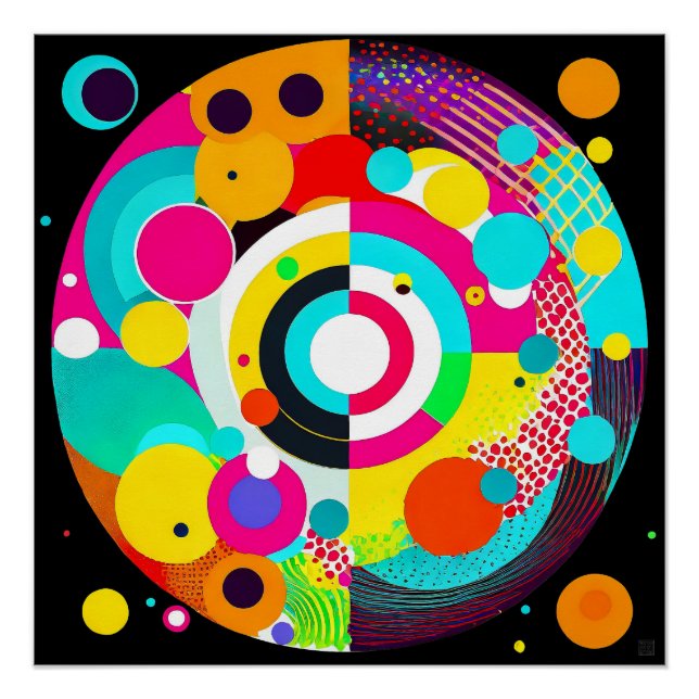 Pôster Composição de Círculos Poster de Arte Luminosa (Frente)