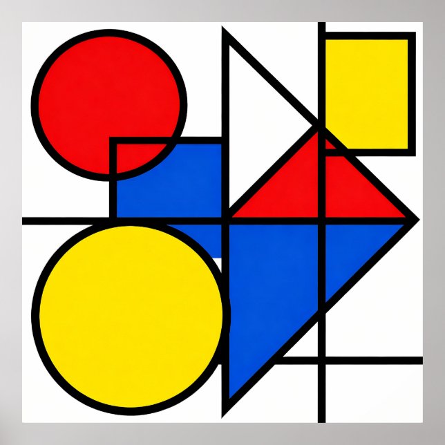 Poster Composição de Cores Primárias de Mondrian (Frente)