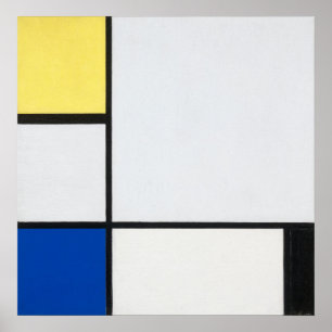 Poster Composição de Mondrian Amarelo, Azul, Preto, Azul
