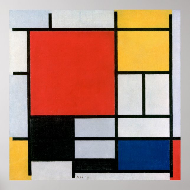 Quebra Cabeça Mondrian - Composição com Vermelho, Amarelo e Azul