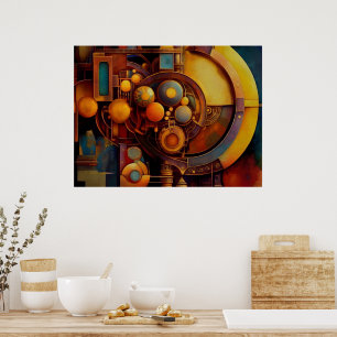 Poster Composição de Orbe Mecânico Steampunk