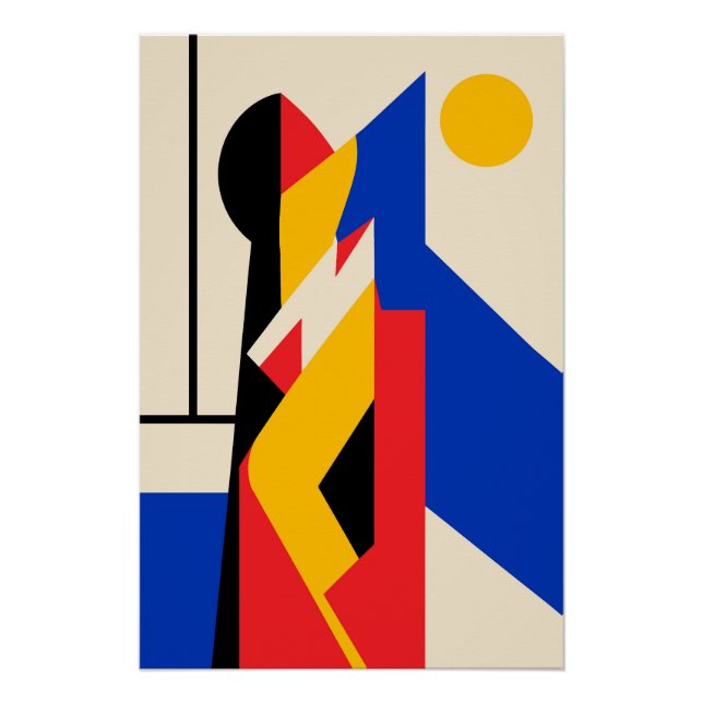 Pôster Composição Geométrica Abstrata Bauhaus (Frente)