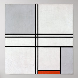 Poster Composição (n.o 1) Cinza vermelha | Piet Mondrian 