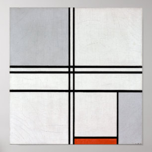 Poster Composição (n.o 1) Cinza vermelha   Piet Mondrian