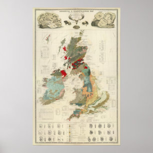Poster Composite Geological, palaeontological map