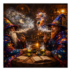 Pôster compositores cósmicos, magia galáctica e som music