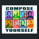 Pôster Compositores de pop Art | Componha-se<br><div class="desc">As cores brilhantes acrescentam um espírito moderno de pop a estes retratos estilizados gráficos de compositores musicais famosos. Cada retrato é desenhado com duas cores intensas diferentes e tem o primeiro nome do artista colocado abaixo em uma fonte arrojada e limpa. São apresentados oito compositores: Chopin, Bach, Wagner, Schubert, Tchaikovsky,...</div>