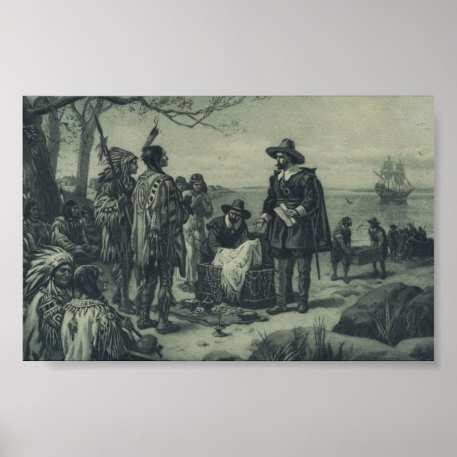 Pôster Compra da Ilha de Manhattan por Peter Minuit, 1626 (Frente)