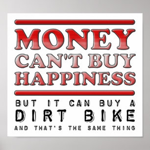 Pôster Comprando Felicidade Cartaz Engraçado de Moto de T