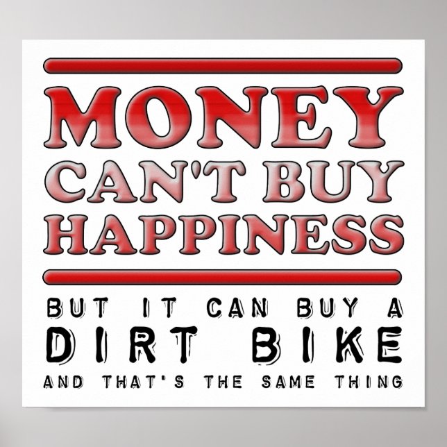 Pôster Comprando Felicidade Cartaz Engraçado de Moto de T (Frente)
