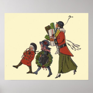 Pôster Comprar do natal vintage