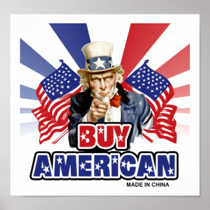 Pôster Compre Americano ( Feito na China ) - Piada Engraç