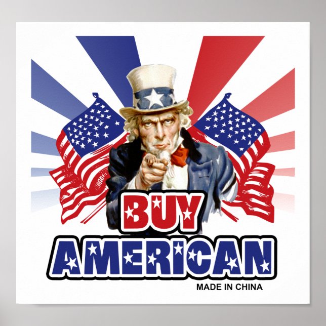 Pôster Compre Americano ( Feito na China ) - Piada Engraç (Frente)