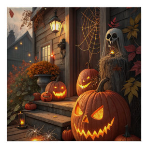 Pôster Compre Decorações de Abóbora para Halloween Únic