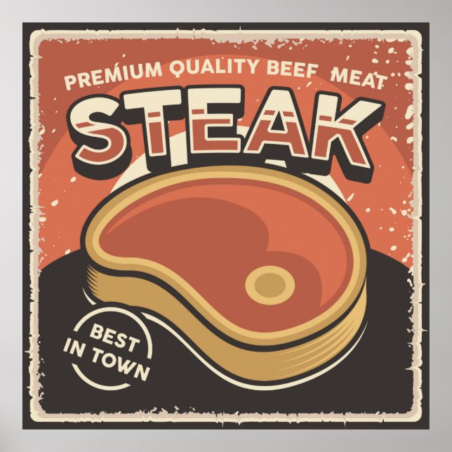 Poster compro de açougueiro retrô legal (Frente)