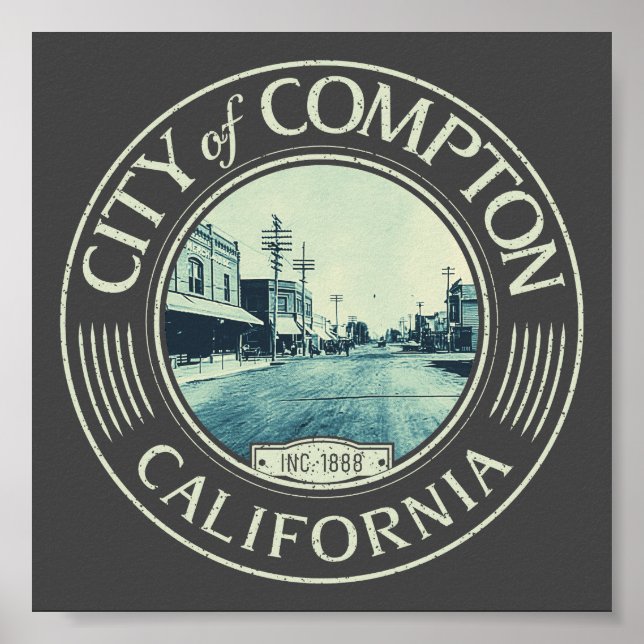 POSTER COMPTON LOS ANGELES CALIFÓRNIA - CIDADE DE COMPTON (Frente)