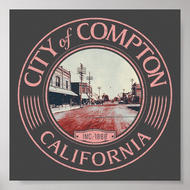 POSTER COMPTON LOS ANGELES CALIFÓRNIA - CIDADE DE COMPTON (Frente)