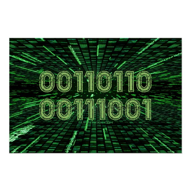Pôster Computação verde vibrante com código binário 69 do (Frente)