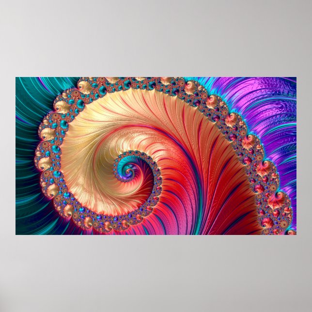 Poster Computador abstrato gerou design Fractal. Um fraqu (Frente)