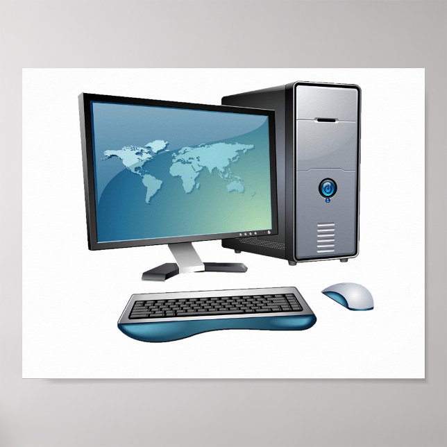 Poster Computador de Mesa com Monitor, Teclado e Mouse (Criador carregado)