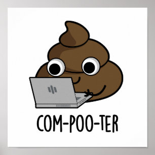 Poster Computador Engraçado Com Poo Pun