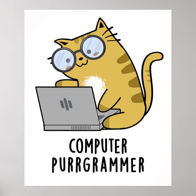 Poster Computador Purr-grammer - Gato Engraçado (Frente)