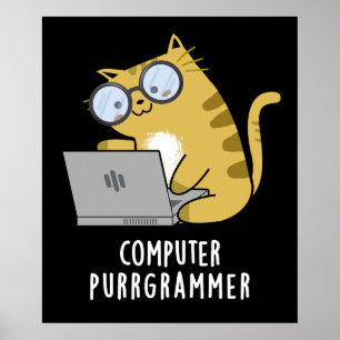 Poster Computador Purr-grammer Gato Engraçado Gato Pun Es