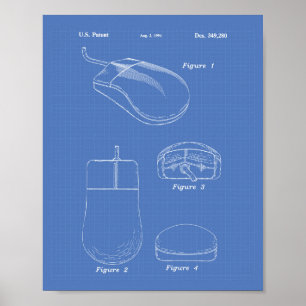 Pôster Computer Mouse 1994 Patent Art Blueprint